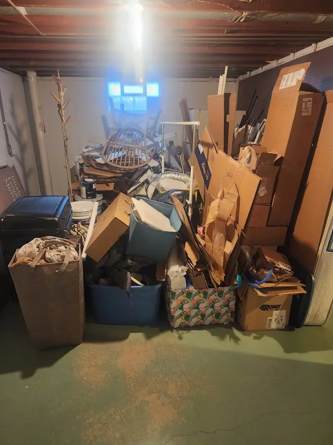 Roll-off dumpster container at job site for 4 Yard Dumpster Rental in Ramapo